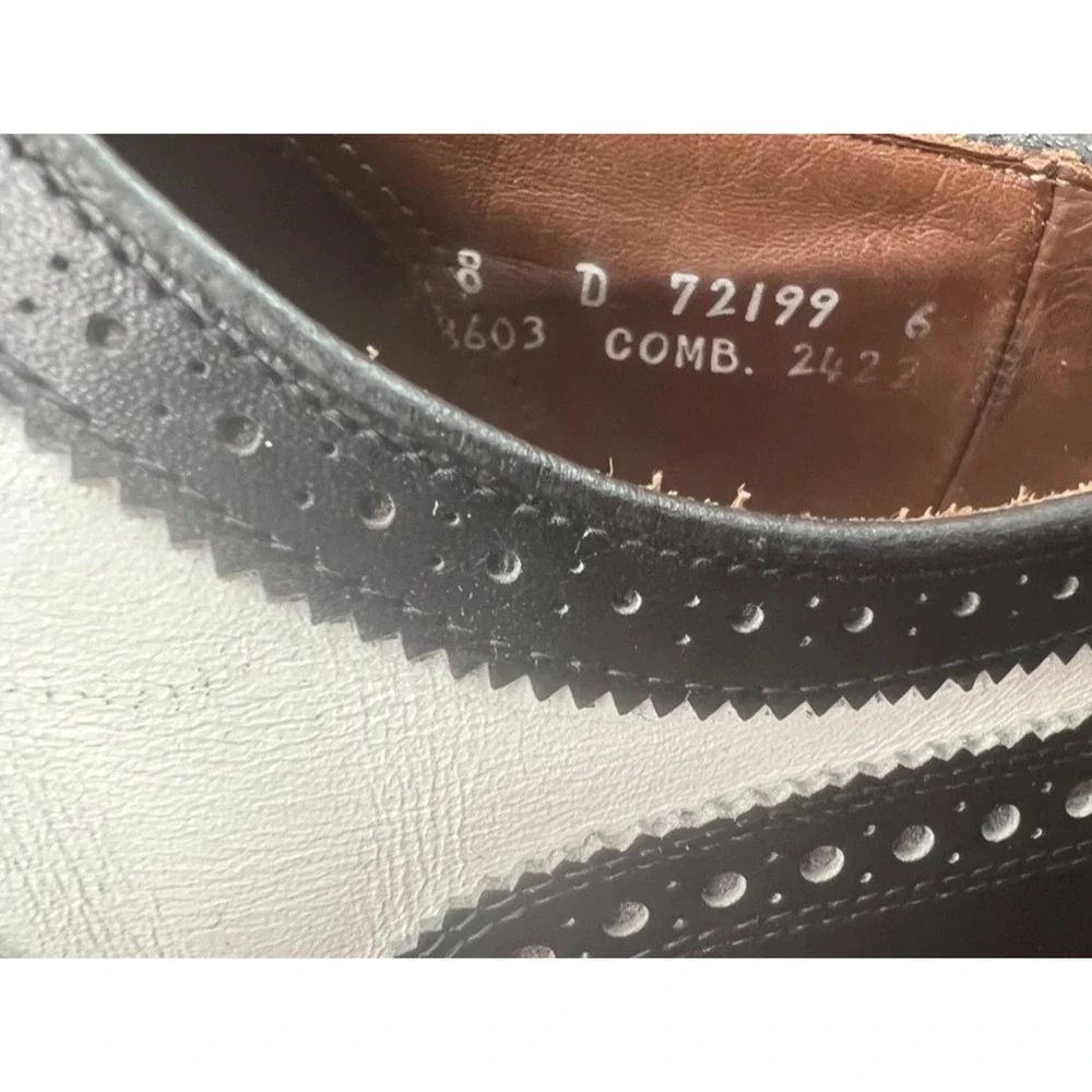 ALLEN EDMONDS BROADSTREET WING TIP BLACK WHITE SPECTATOR Size 8D